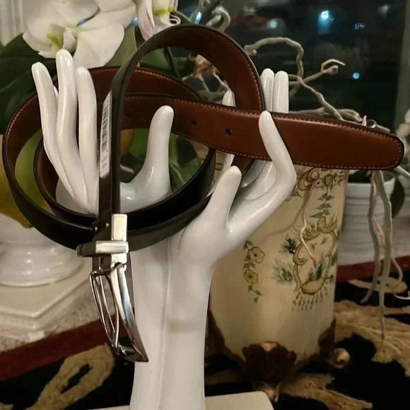 Perry Ellis Men’s Black Brown Reversible Belt Silver Tone Buckle Size 38 NWT - Picture 12 of 15